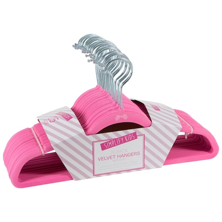 Simplify Kids Velvet Hangers in Pink, 25PK 3224-PINK